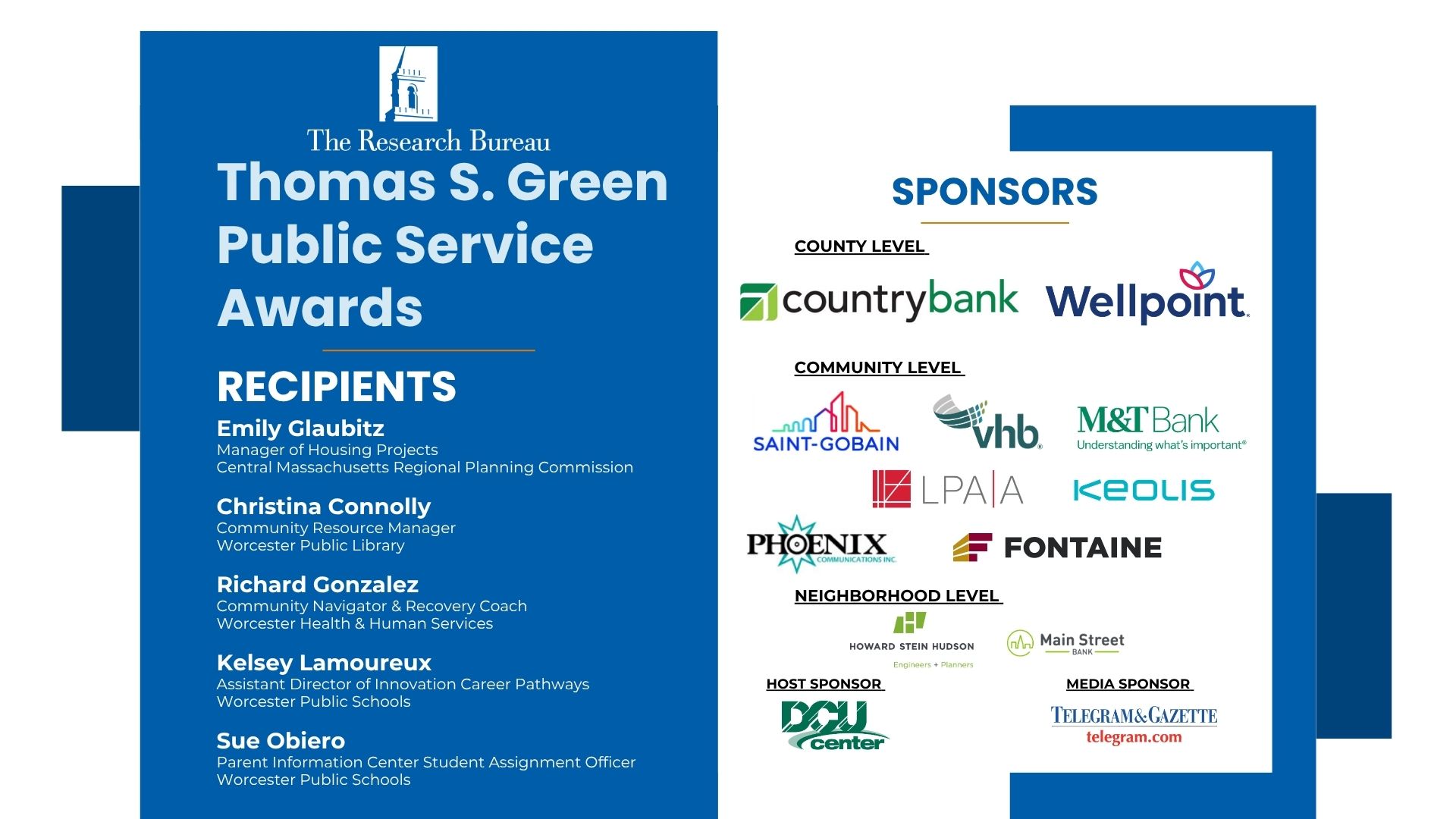 Thomas S. Green Public Service Awards - Title Card.Final 2026 Thomas Green Awards Recipients & sponsors