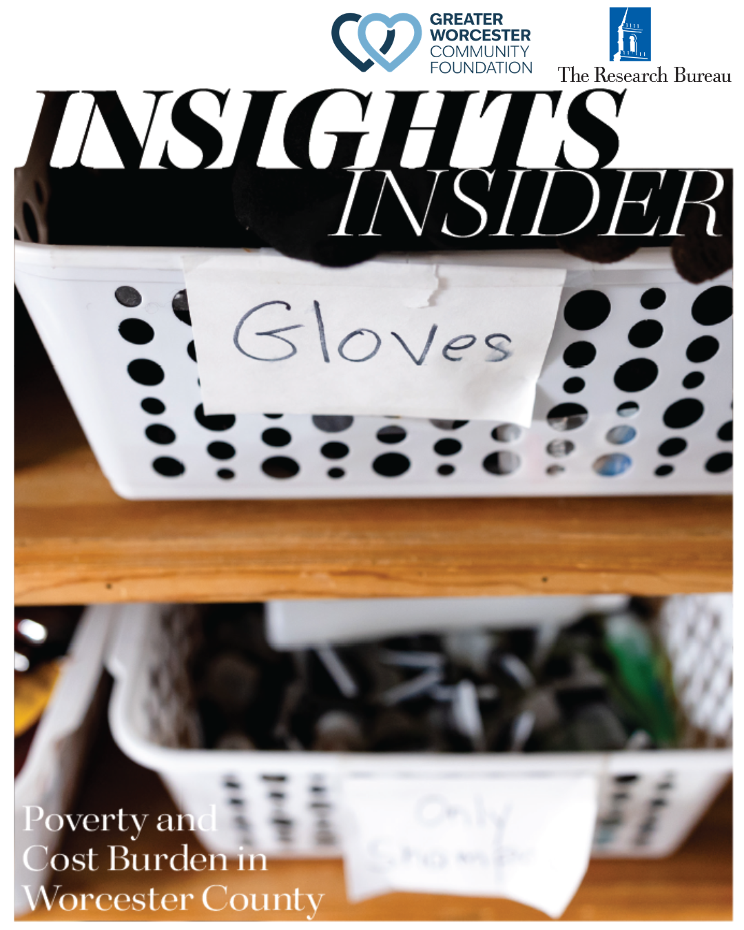 Cover of the Insights Insider on Poverty, includes image of donated materials.